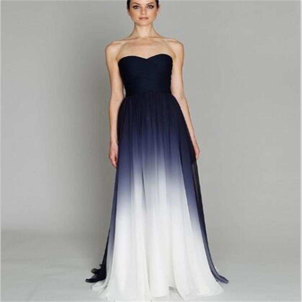 Strapless Gradient Prom Dress,Cheap Chiffon Bridesmaid Dresses, Formal